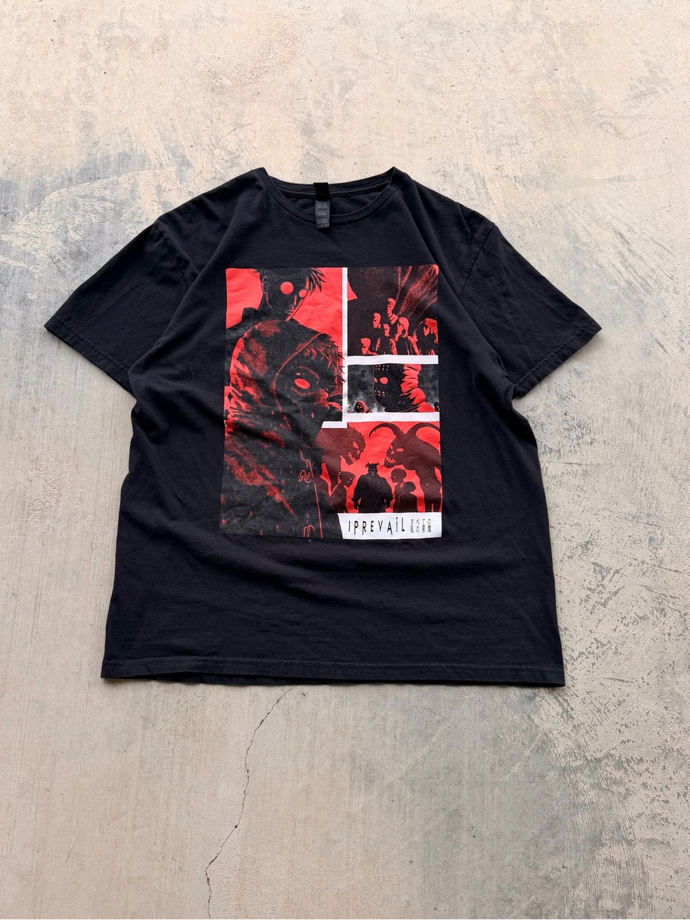 I Prevail band shirt Black Tee with Red Graphic Panel